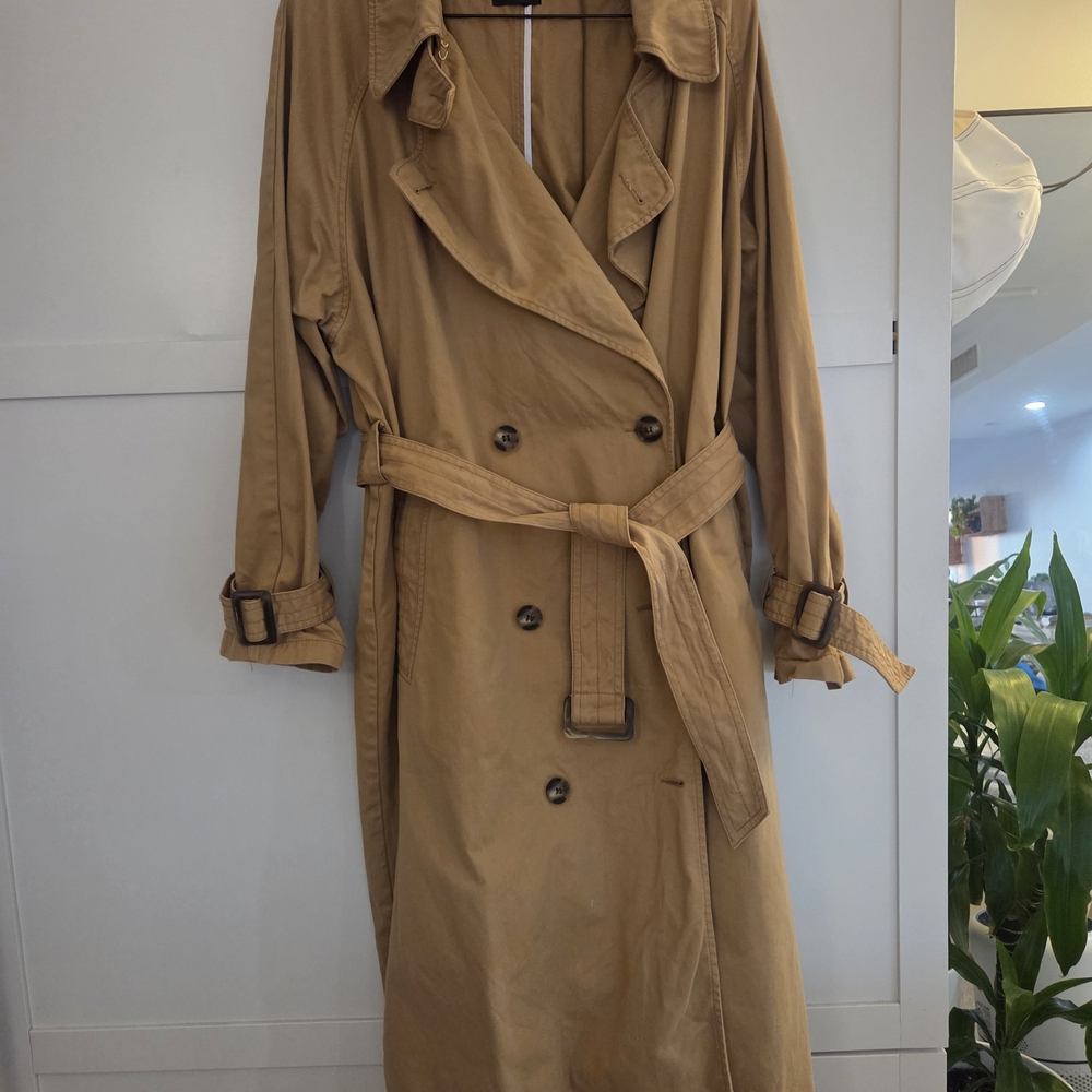 Topshop Tan Double-Breasted Trench Coat